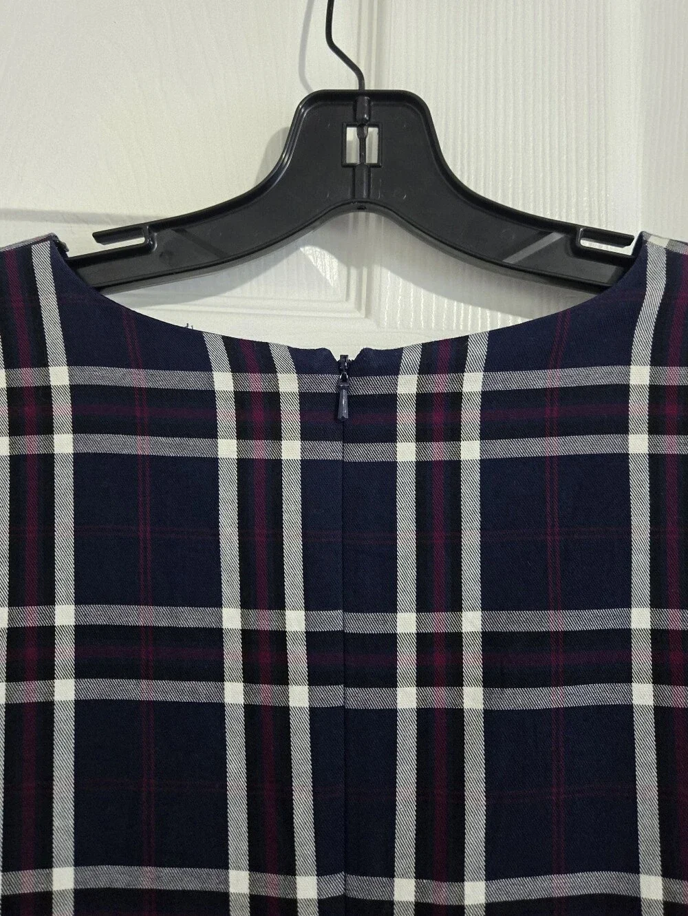 Halogen Size 1 Medium Navy Plaid Drop Waist Shift Dress Cotton Lined Preppy